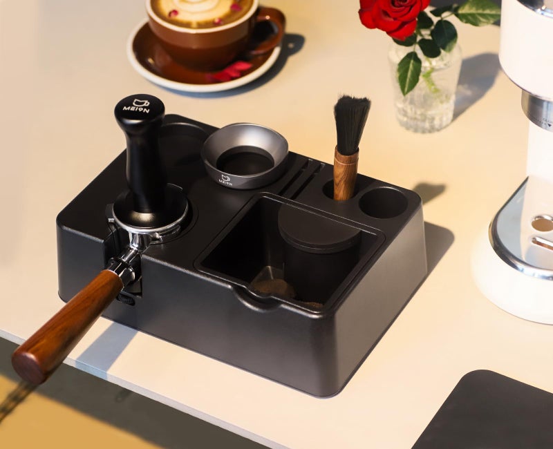 MEION Espresso Tamping Station, Detachable Espresso Knock Box and Tamp Station, 10 in 1 Espresso Organizer Fits 51, 54, 58MM Espresso Tamper, Portafilter, Distributor Puck Screen Espresso Accessories - Image 2